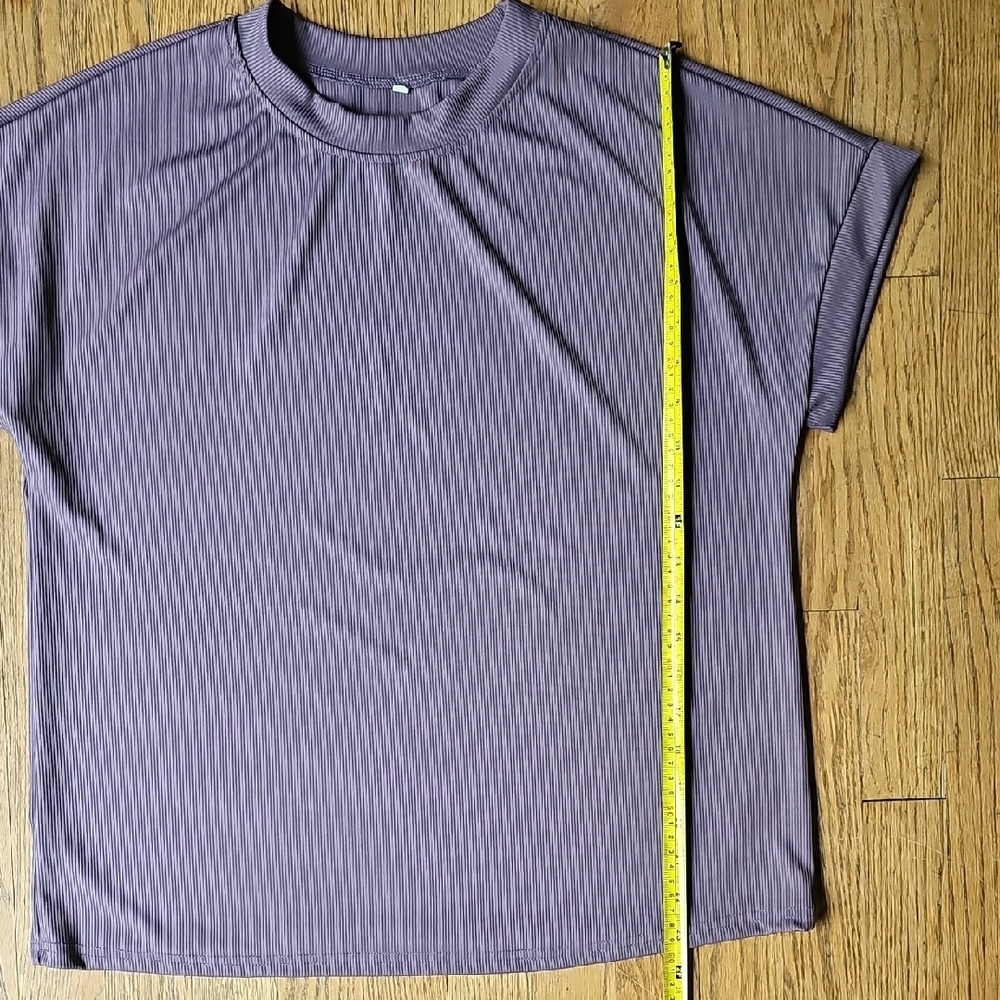 Purple Ribbed Women's Top Size M - Picture 4 of 5